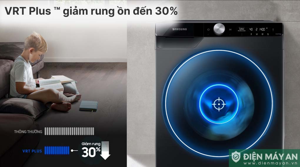 Máy Giặt Samsung AI Inverter 9kg WW90TP44DSB/SV